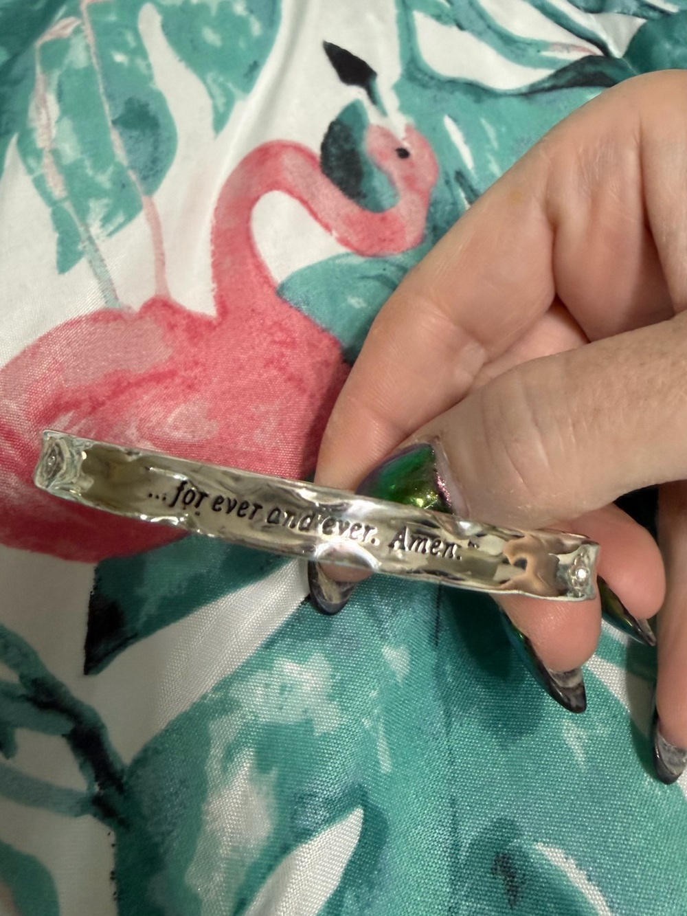 Brighton Silver-Tone Inspirational Cuff Bracelet with Engraving forever and ever